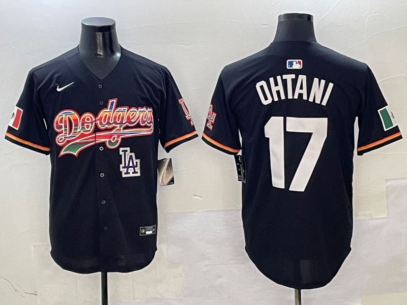 Men Los Angeles Dodgers #17 Ohtani Black rainbow Nike 2025 MLB Jersey style 10->los angeles dodgers->MLB Jersey